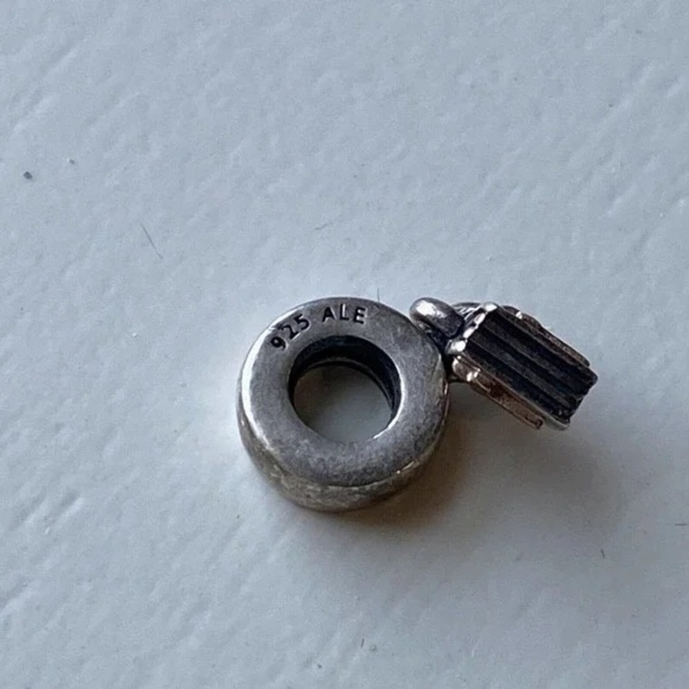 Authentic pandora 14k gold Bible Dangle Retired Two Toned Rare Charm.